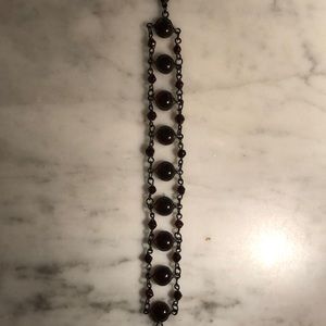 Vintage Bracelet Deep Red Glass 9” Long; 1” Wide